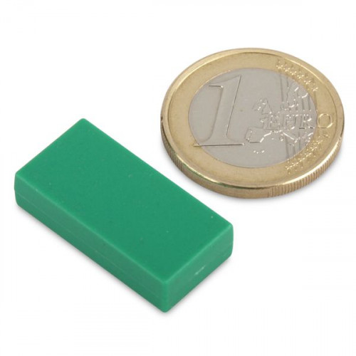Aimant néodyme 25,4 x 12,7 x 6,3 m avec revêtement plastique - vert - 3,8 kg