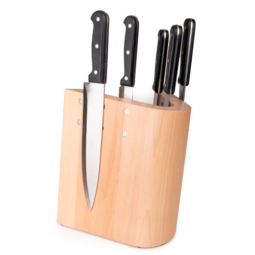 Bloc magnétique pour couteaux en bois de hêtre "courbe" pour max. 10 couteaux de chef