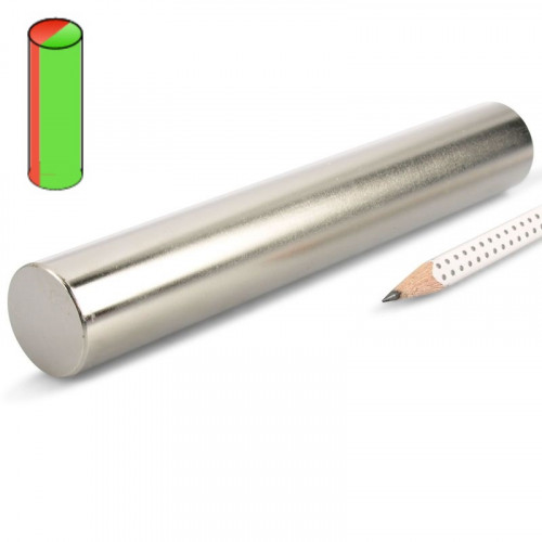 Cylindre magnétique Ø 25 x 160 mm N45 nickel - diamétral