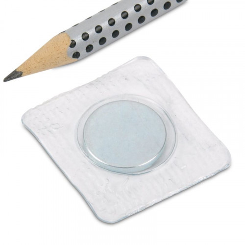 Disque magnétique à coudre Ø 18 x 2 mm dans un carré PVC - revêtement