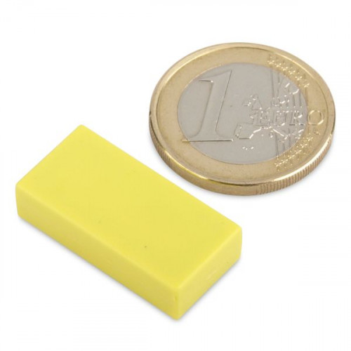 Aimant néodyme 25,4 x 12,7 x 6,3 avec revêtement plastique - jaune - 3,8 kg