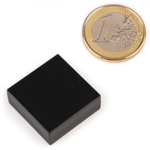 Cuboïde magnétique néodyme 25,4 x 25,4 x 9,5 mm - revêtement plastique - noir