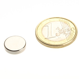 Disque magnétique Ø 12,0 x 3,0 mm N48 nickel - adhérence 2,5 kg