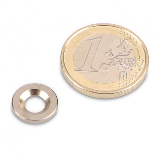 Disque métallique Ø 12 mm avec trou et fraisage nickel