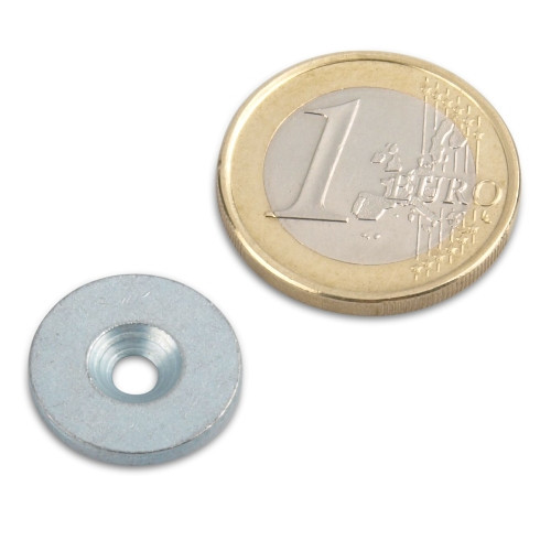 Disque métallique Ø 16 mm avec trou et fraisage nickel