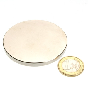 Disque magnétique Ø 60,0 x 5,0 mm N42 nickel - adhérence 22 kg