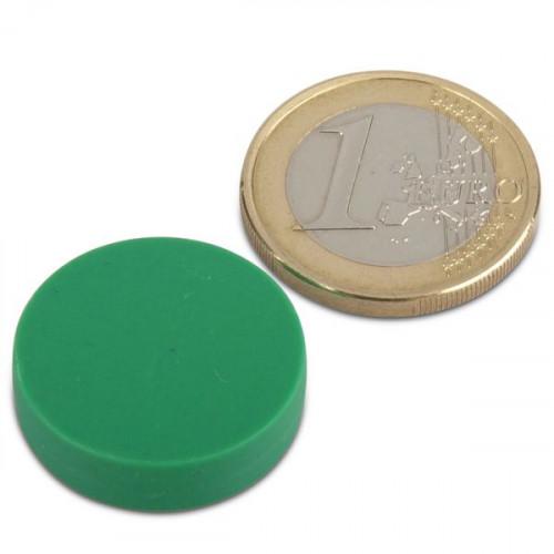 Aimant néodyme Ø 22,0 x 6,0 mm avec revêtement plastique - vert - 4,1 kg