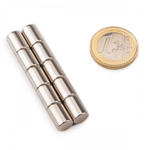 Cylindre magnétique en néodyme Ø 8,0 x 11,0 mm N38 nickel
