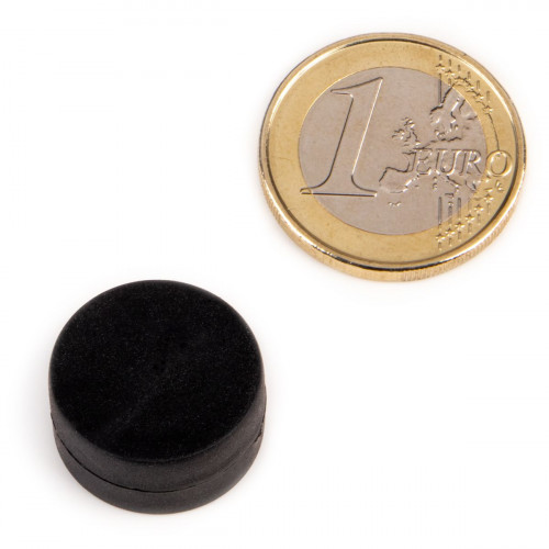 Disque magnétique néodyme Ø 19,0 x 9,5 mm caoutchouté - noir