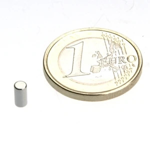 Cylindre magnétique Ø 3,0 x 6,0 mm N48 nickel - adhérence 400 g