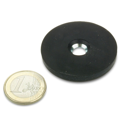 Système magnétique Ø 43 mm caoutchouté avec fraisage - adhérence 10 kg