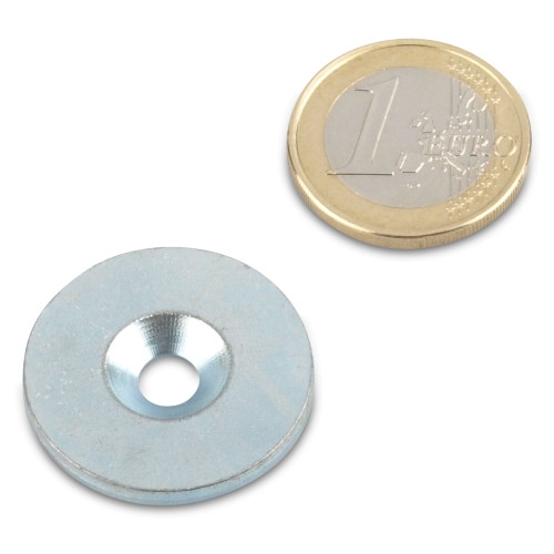 Disque métallique Ø 27 mm avec trou et fraisage nickel