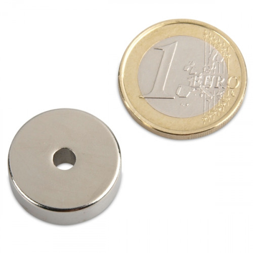 Anneau magnétique Ø 20,0 x 4,0 x 7,0 mm N35 nickel - adhérence 7,8 kg