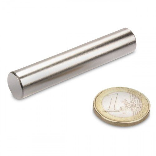 Cylindre magnétique Ø 12,0 x 60,0 mm N38 nickel - adhérence 8,7 kg