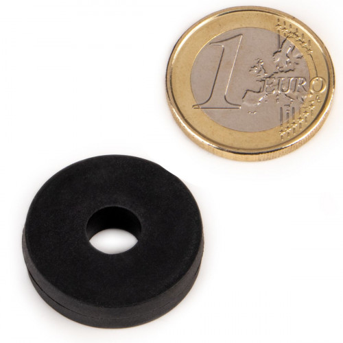 Anneau magnétique néodyme Ø 25,4 x 7,9 x 6,3 mm caoutchouté - noir
