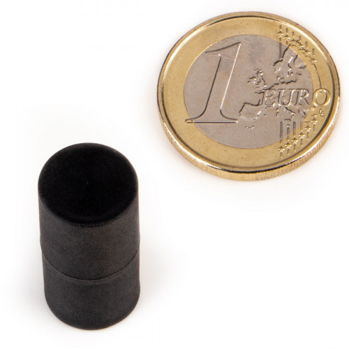 Cylindre magnétique néodyme Ø 12,7 x 25,4 mm caoutchouté - noir