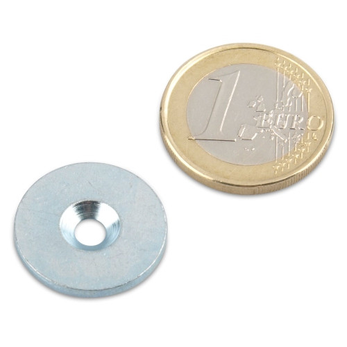 Disque métallique Ø 20 mm avec trou et fraisage nickel