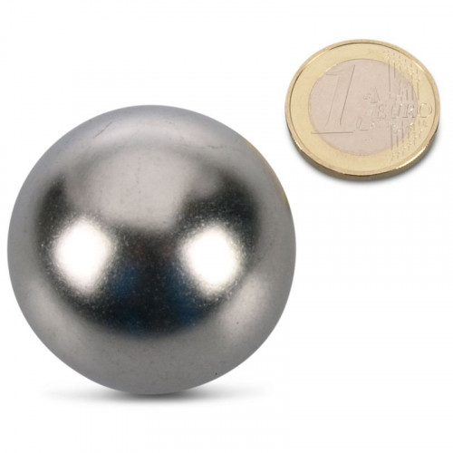 Sphère magnétique / Aimant sphèrique Ø 40,0 mm chromé N40 - adhérence 23 kg