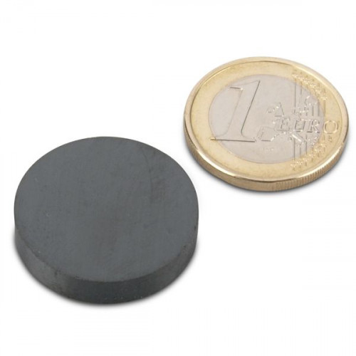 Disque magnétique Ø 25,0 x 5,0 mm Y35 ferrite - adhérence 900 g