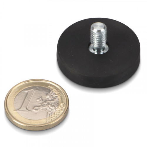Système magnétique Ø 31 mm caoutchouté avec filetage M6x11 - adhérence 8,9 kg