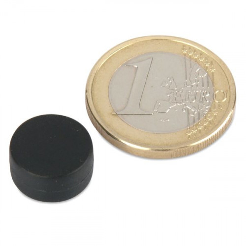 Aimant néodyme Ø 12,7 x 6,3 mm avec revêtement plastique - noir - 2 kg
