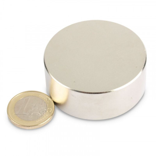 Disque magnétique Ø 50,0 x 20,0 mm N52 nickel- adhérence 88 kg