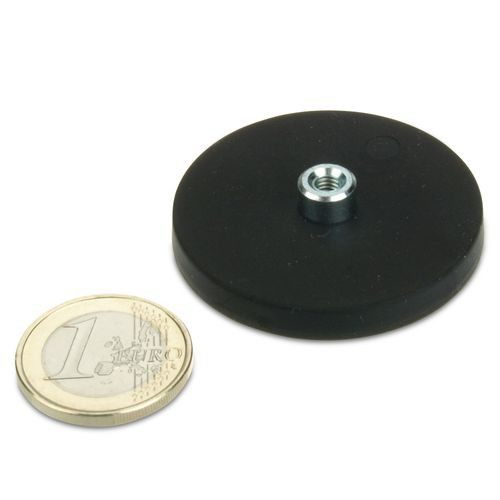 Système magnétique Ø 43 mm caoutchouté avec douille M4 - adhérence 10 kg