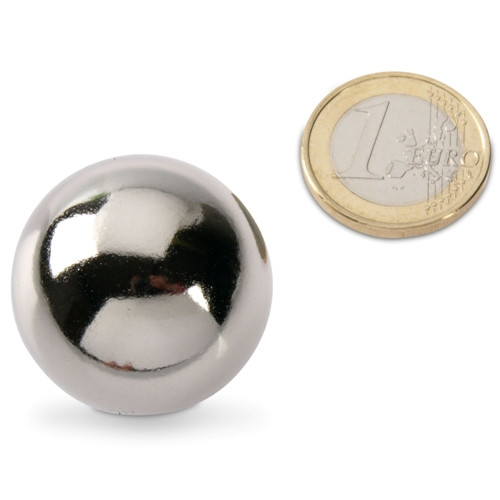 Sphère magnétique / Aimant sphèrique Ø 30.0 mm nickel N40 - adhérence 12,9 kg