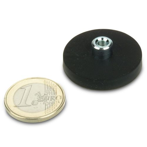Système magnétique Ø 31 mm caoutchouté avec douille M4 - adhérence 7,5 kg