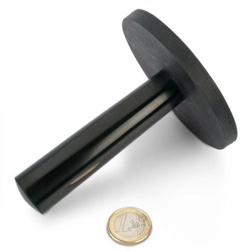 Système magnétique Ø 88 mm caoutchouté avec poignée - adhérence 42 kg