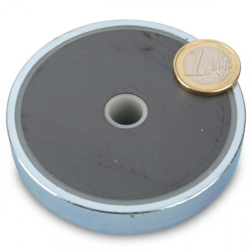 Aimant en pot en ferrite Ø 80,0 x 18,0 mm trou cylindrique, 54 kg
