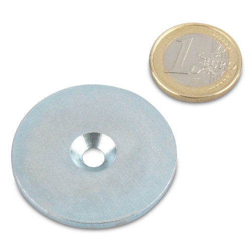 Disque métallique Ø 40 mm avec trou et fraisage en zinc