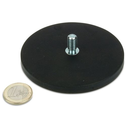 Système magnétique Ø 88 mm caoutchouté avec filetage M8x15 - adhérence 55 kg