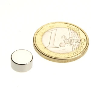 Disque magnétique Ø 9,0 x 5,0 mm N50 nickel - adhérence 2,4 kg