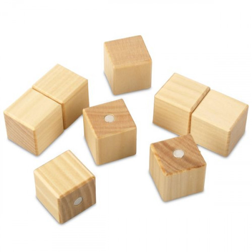 Cubes en bois avec aimants en néodyme - set avec 8 cubes magnétiques