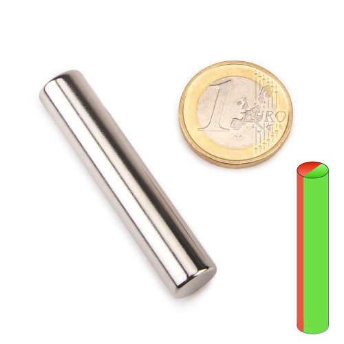 Cylindre magnétique néodyme Ø 10,0 x 50,0 mm N40 nickel - DIAMÉTRALEMENT