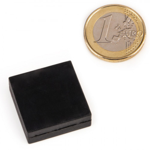 Cuboïde magnétique néodyme 25,4 x 25,4 x 9,5 mm caoutchouté - noir