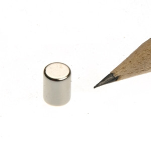 Cylindre magnétique Ø 6,0 x 8,0 mm N48 nickel - adhérence 1,1 kg