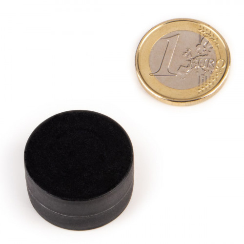 Disque magnétique néodyme Ø 28,4 x 15,7 mm revêtement plastique - noir