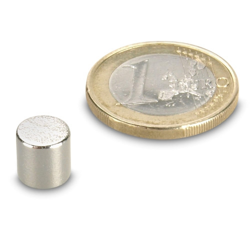 SmCo Disque magnétique Ø 8,0 x 8,0 mm S280 nickel - adhérence 1,6 kg