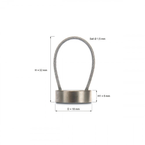 Plaque magnétique Ø 18 avec câble en acier flexible VarioSeil pour 10 kg