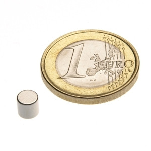 Disque magnétique Ø 5,0 x 5,0 mm N45 nickel - adhérence 1,1 kg
