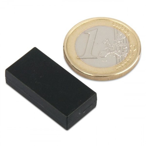 Aimant néodyme 25,4 x 12,7 x 6,3 mm avec revêtement plastique - noir - 3,8 kg