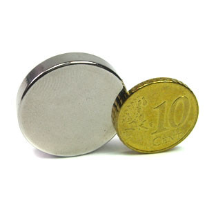 Disque magnétique Ø 25,0 x 5,0 mm N50 nickel - adhérence 8,6 kg