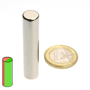 Cylindre magnétique Ø 10,0 x 50,0 mm N52 nickel - diamétral
