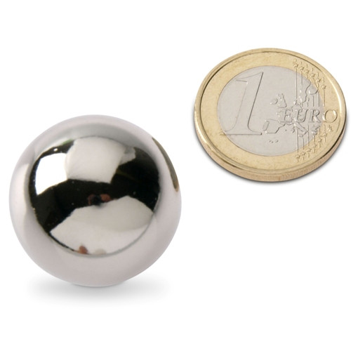 Sphère magnétique / Aimant sphèrique Ø 25,0 mm chromé N40 - adhérence 9,5 kg