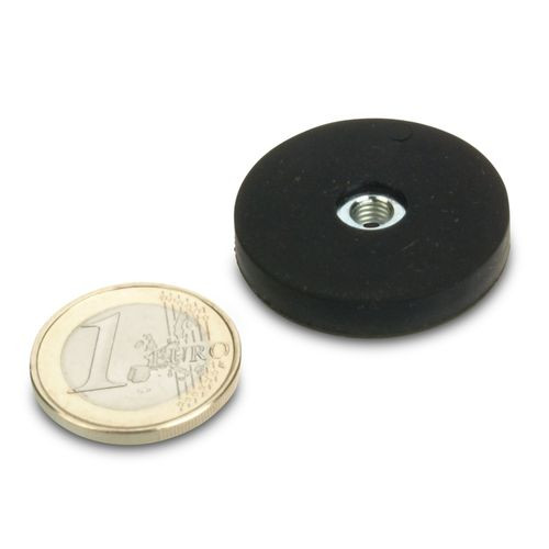 Système magnétique Ø 31 mm caoutchouté, filetage intérieur M5 - adhérence 7,5 kg