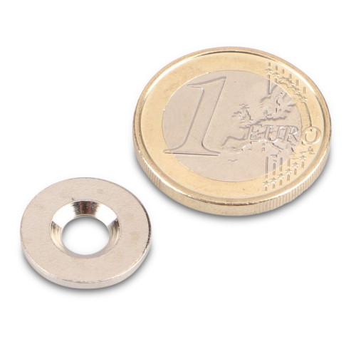 Disque métallique Ø 15 mm avec trou et fraisage nickel